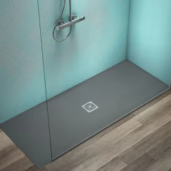Ideal Standard Ultra Flat S+ Concrete Grey Rectangular Anti-Slip Stone Resin Shower Tray - 7 Sizes