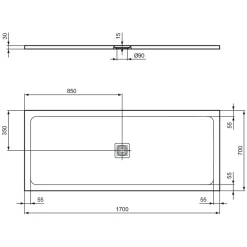 Ideal Standard Ultra Flat S+ Concrete Grey Rectangular Anti-Slip Stone Resin Shower Tray - 7 Sizes