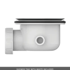 Ideal Standard Ultra Flat S+ Concrete Grey Square Anti-Slip Stone Resin Shower Tray - 2 Sizes