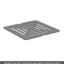 Ideal Standard Ultra Flat S+ Concrete Grey Square Anti-Slip Stone Resin Shower Tray - 2 Sizes