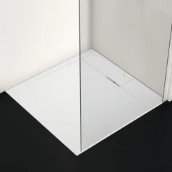 Ideal Standard Ultra Flat S i.life Pure White Square Anti-Slip Stone Resin Shower Tray - 2 Sizes