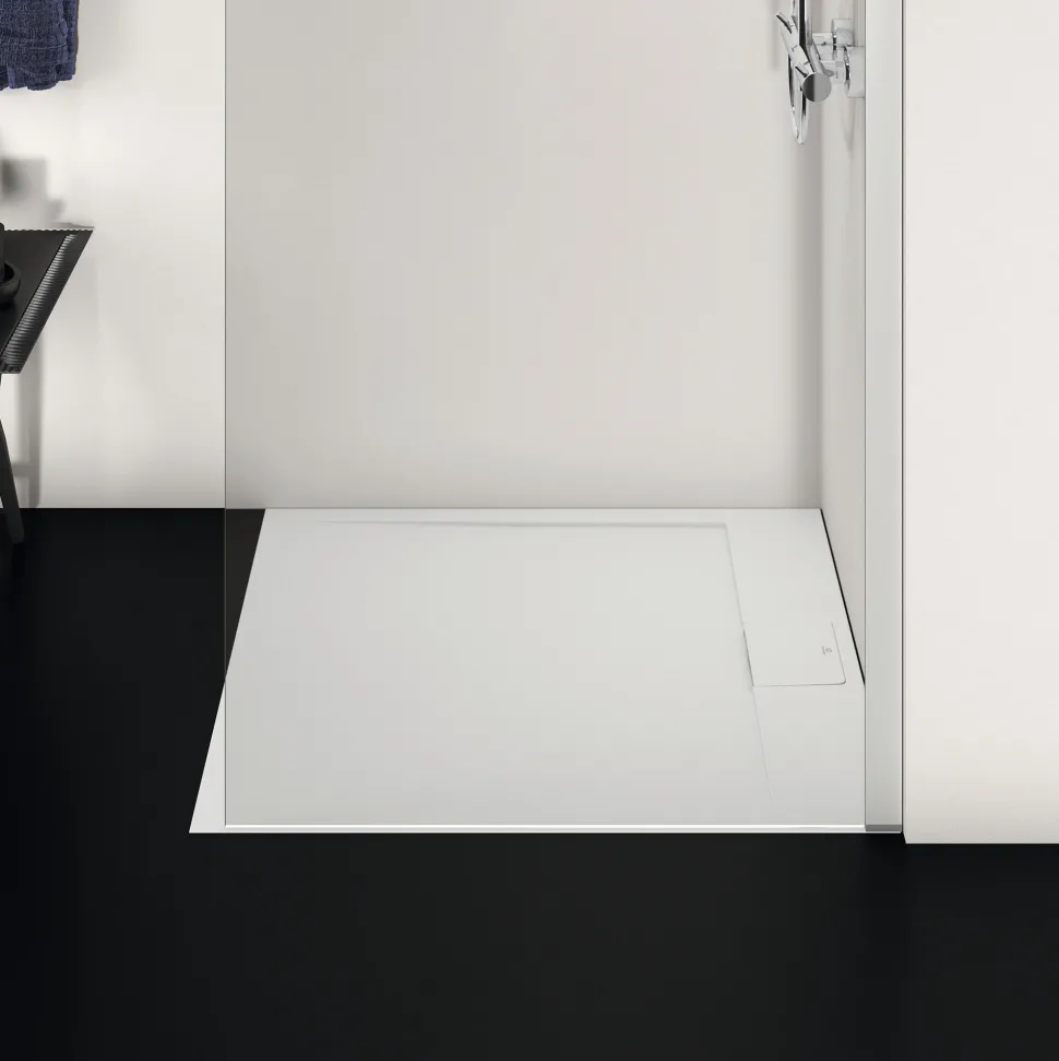 Ideal Standard Ultra Flat S i.life Pure White Square Anti-Slip Stone Resin Shower Tray - 2 Sizes