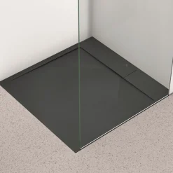 Ideal Standard Ultra Flat S i.life Jet Black Square Anti-Slip Stone Resin Shower Tray - 2 Sizes