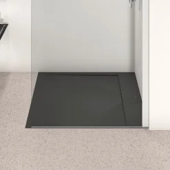 Ideal Standard Ultra Flat S i.life Jet Black Square Anti-Slip Stone Resin Shower Tray - 2 Sizes