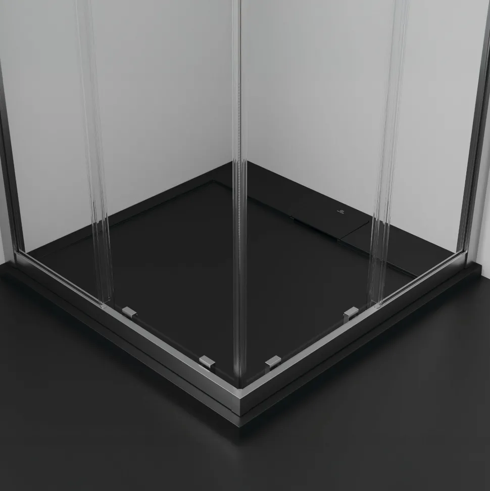 Ideal Standard Ultra Flat S i.life Jet Black Square Anti-Slip Stone Resin Shower Tray - 2 Sizes