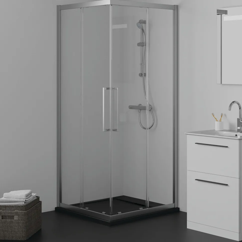 Ideal Standard Ultra Flat S i.life Jet Black Square Anti-Slip Stone Resin Shower Tray - 2 Sizes