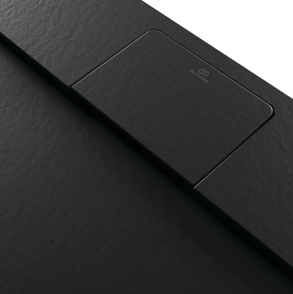 Ideal Standard Ultra Flat S i.life Jet Black Square Anti-Slip Stone Resin Shower Tray - 2 Sizes