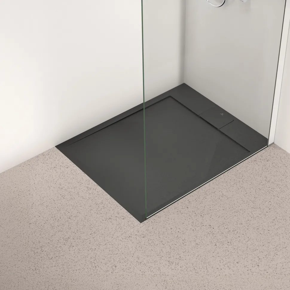 Ideal Standard Ultra Flat S i.life Jet Black Rectangular Anti-Slip Stone Resin Shower Tray - 5 Sizes