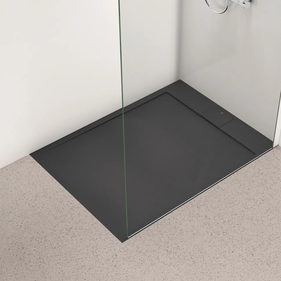 Ideal Standard Ultra Flat S i.life Jet Black Rectangular Anti-Slip Stone Resin Shower Tray - 5 Sizes