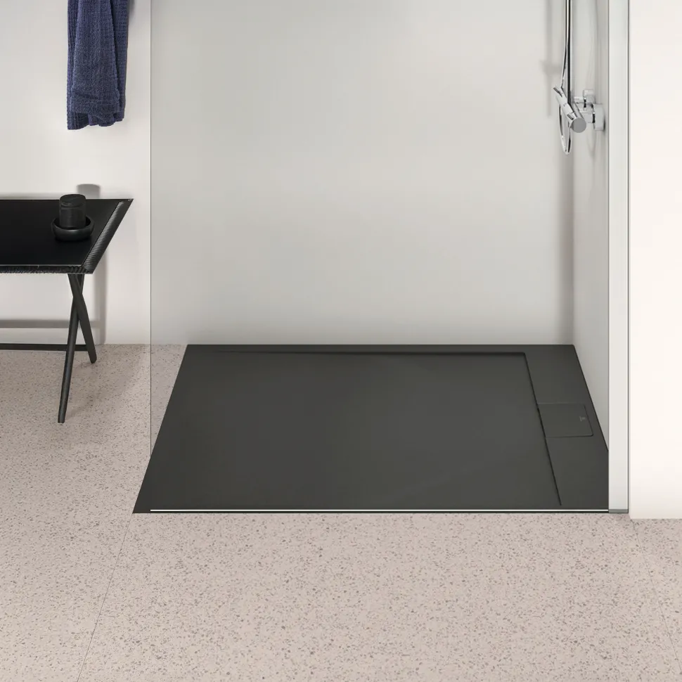 Ideal Standard Ultra Flat S i.life Jet Black Rectangular Anti-Slip Stone Resin Shower Tray - 5 Sizes