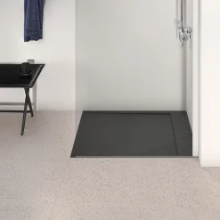 Ideal Standard Ultra Flat S i.life Jet Black Rectangular Anti-Slip Stone Resin Shower Tray - 5 Sizes