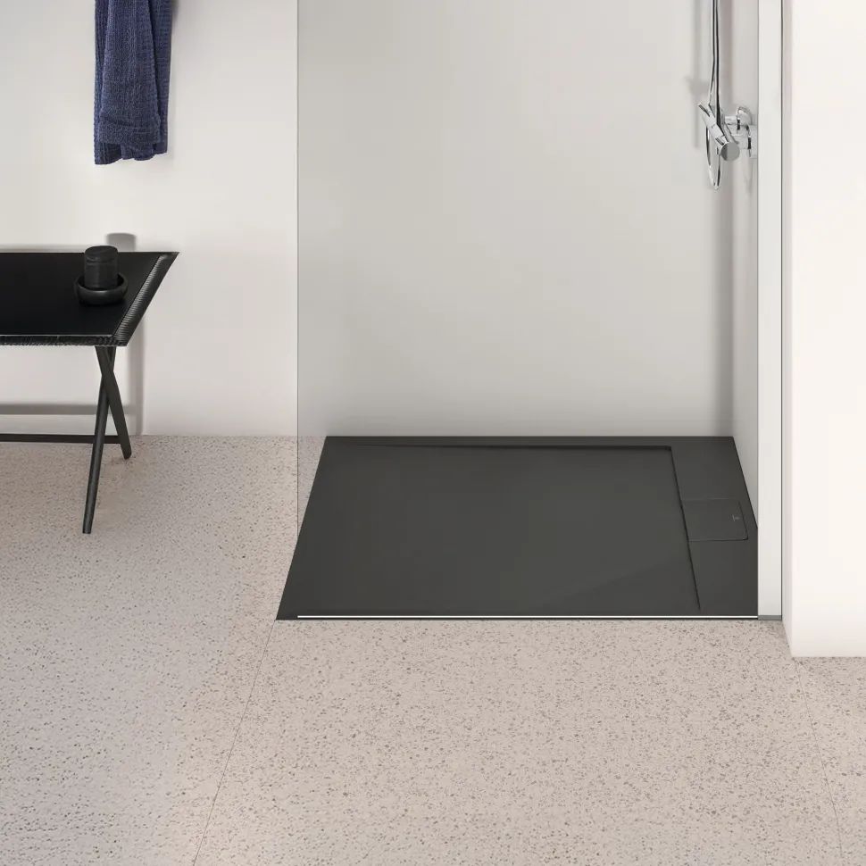 Ideal Standard Ultra Flat S i.life Jet Black Rectangular Anti-Slip Stone Resin Shower Tray - 5 Sizes