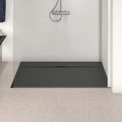 Ideal Standard Ultra Flat S i.life Jet Black Rectangular Anti-Slip Stone Resin Shower Tray - 5 Sizes