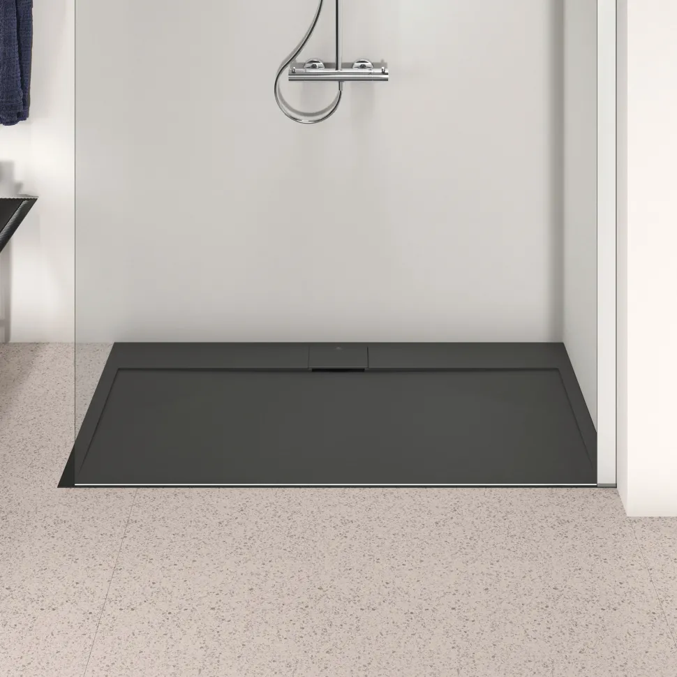 Ideal Standard Ultra Flat S i.life Jet Black Rectangular Anti-Slip Stone Resin Shower Tray - 5 Sizes