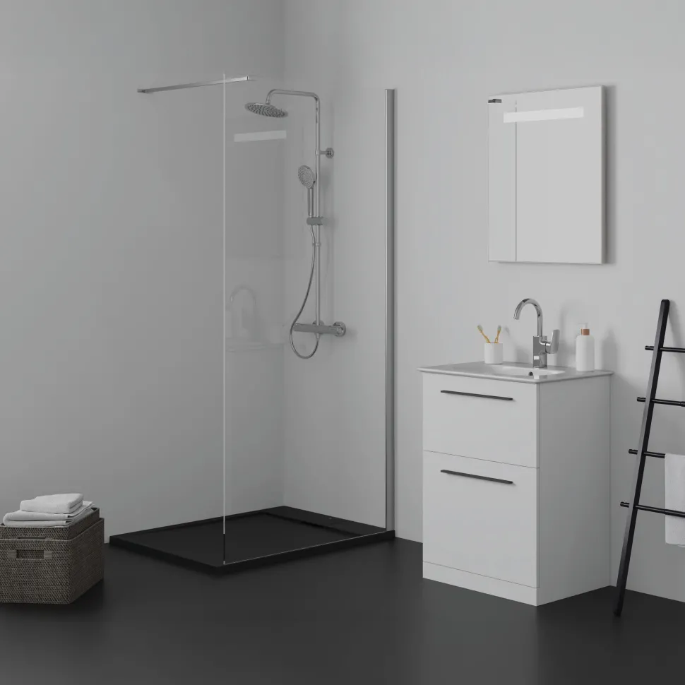 Ideal Standard Ultra Flat S i.life Jet Black Rectangular Anti-Slip Stone Resin Shower Tray - 5 Sizes