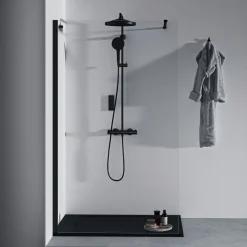 Ideal Standard Ultra Flat S i.life Jet Black Rectangular Anti-Slip Stone Resin Shower Tray - 5 Sizes