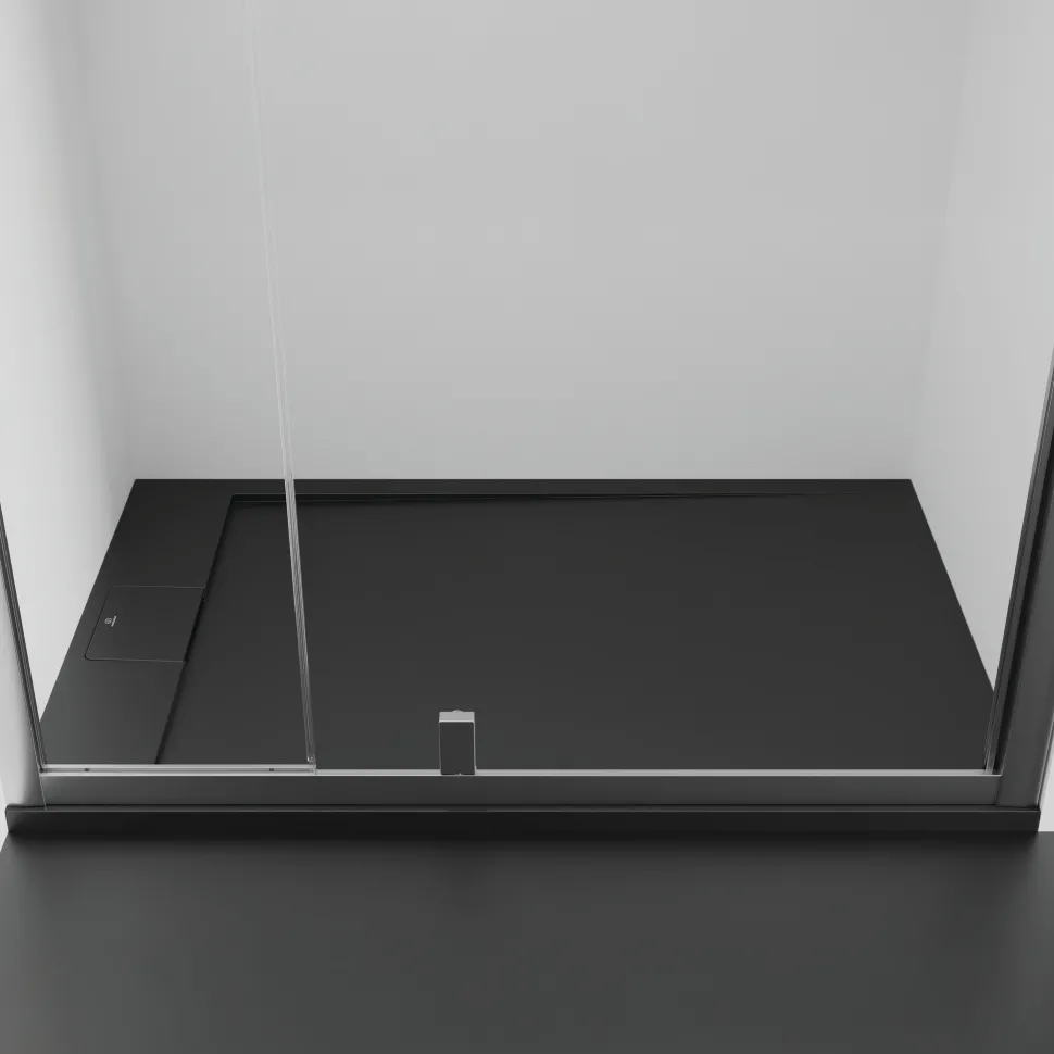 Ideal Standard Ultra Flat S i.life Jet Black Rectangular Anti-Slip Stone Resin Shower Tray - 5 Sizes