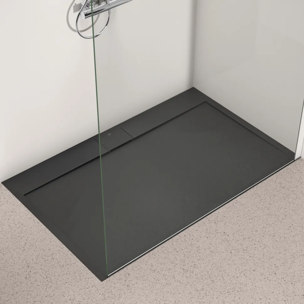 Ideal Standard Ultra Flat S i.life Jet Black Rectangular Anti-Slip Stone Resin Shower Tray - 5 Sizes