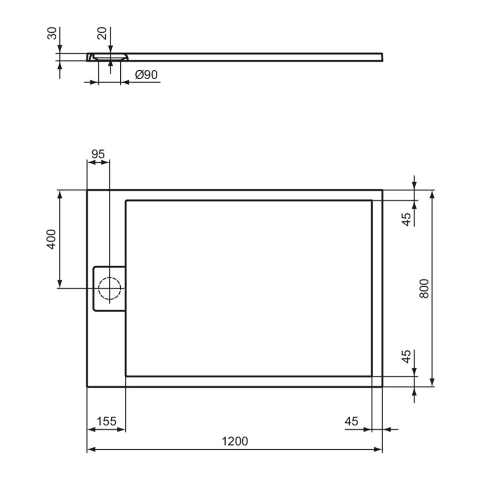 Ideal Standard Ultra Flat S i.life Pure White Rectangular Anti-Slip Stone Resin Shower Tray - 5 Sizes