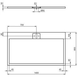 Ideal Standard Ultra Flat S i.life Pure White Rectangular Anti-Slip Stone Resin Shower Tray - 5 Sizes