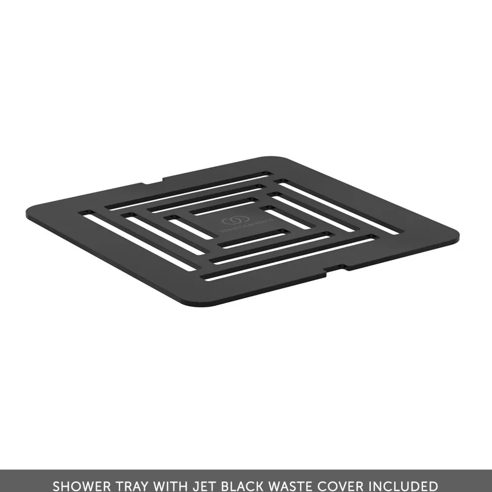 Ideal Standard Ultra Flat S+ Jet Black Square Anti-Slip Stone Resin Shower Tray - 2 Sizes