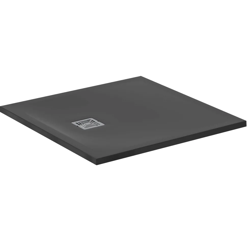 Ideal Standard Ultra Flat S+ Jet Black Square Anti-Slip Stone Resin Shower Tray - 2 Sizes