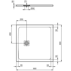 Ideal Standard Ultra Flat S+ Jet Black Square Anti-Slip Stone Resin Shower Tray - 2 Sizes