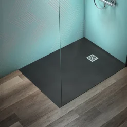 Ideal Standard Ultra Flat S+ Jet Black Rectangular Anti-Slip Stone Resin Shower Tray - 7 Sizes