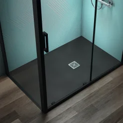 Ideal Standard Ultra Flat S+ Jet Black Rectangular Anti-Slip Stone Resin Shower Tray - 7 Sizes