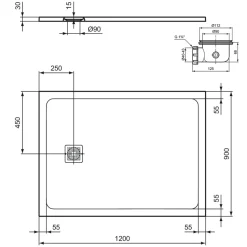 Ideal Standard Ultra Flat S+ Jet Black Rectangular Anti-Slip Stone Resin Shower Tray - 7 Sizes