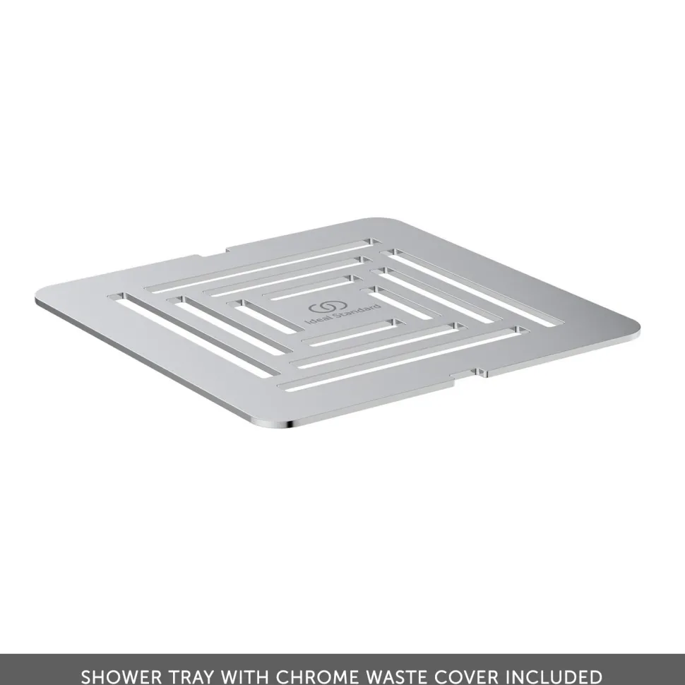 Ideal Standard Ultra Flat S+ Pure White Square Anti-Slip Stone Resin Shower Tray - 2 Sizes