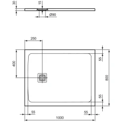 Ideal Standard Ultra Flat S+ Pure White Rectangular Anti-Slip Stone Resin Shower Tray - 7 Sizes