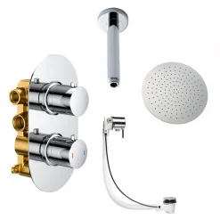Imogen Concealed Shower Valve, Fixed Shower Head & Overflow Bath Filler