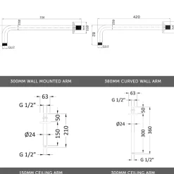 Imogen Concealed Shower Valve, Fixed Shower Head & Overflow Bath Filler