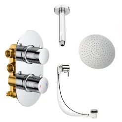 Imogen Concealed Shower Valve, Fixed Shower Head & Overflow Bath Filler