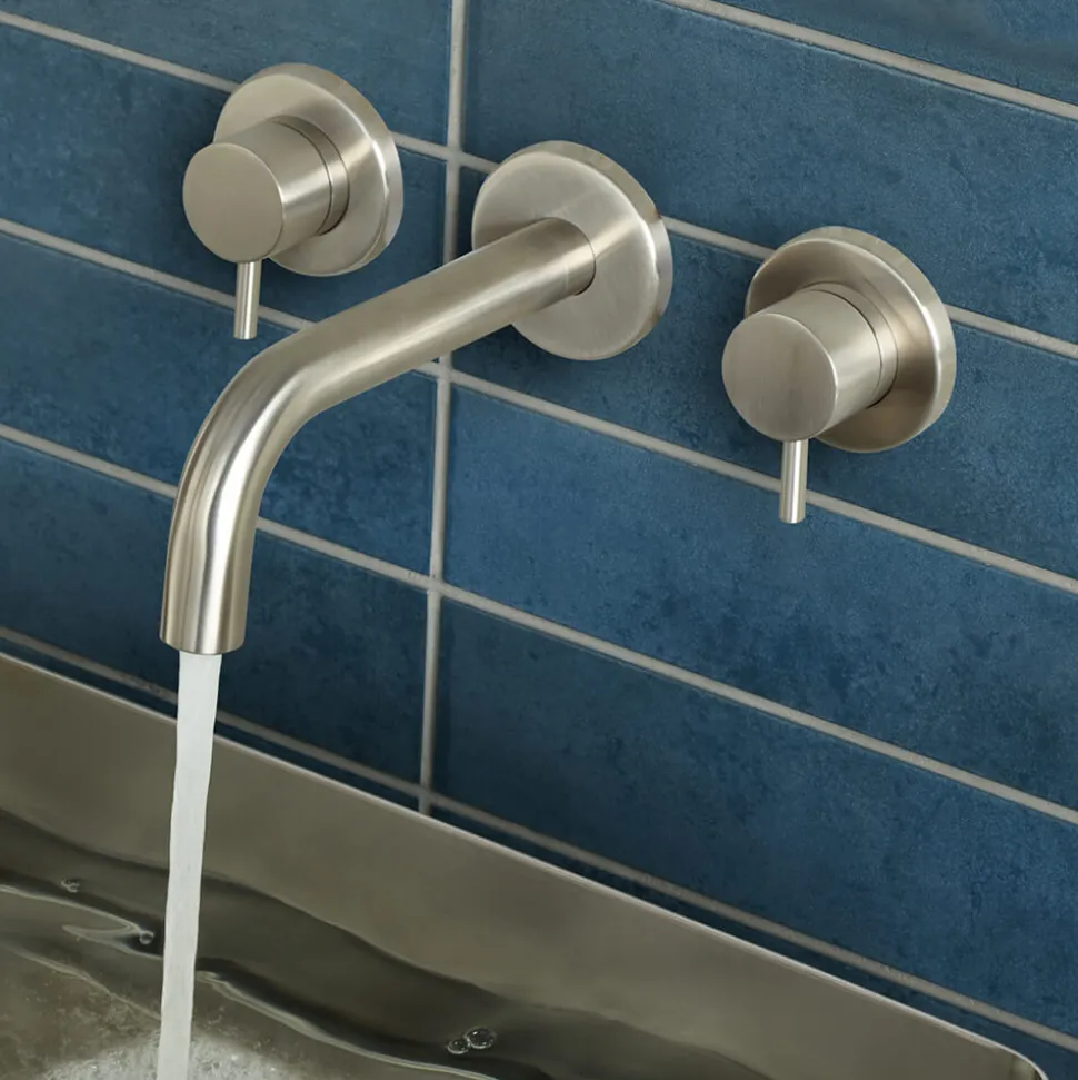 Inox Brushed Stainless Steel Wall Mounted Basin Mixer
