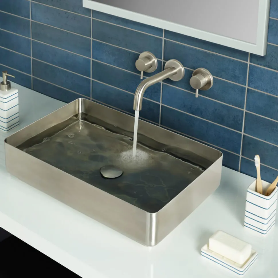 Inox Brushed Stainless Steel Wall Mounted Basin Mixer