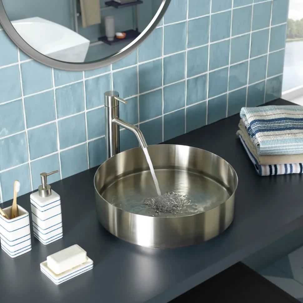 Inox Brushed Stainless Steel Tall Single Lever Basin Mixer