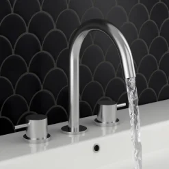 Inox Brushed Stainless Steel 3 Hole Deck Mounted Basin Mixer