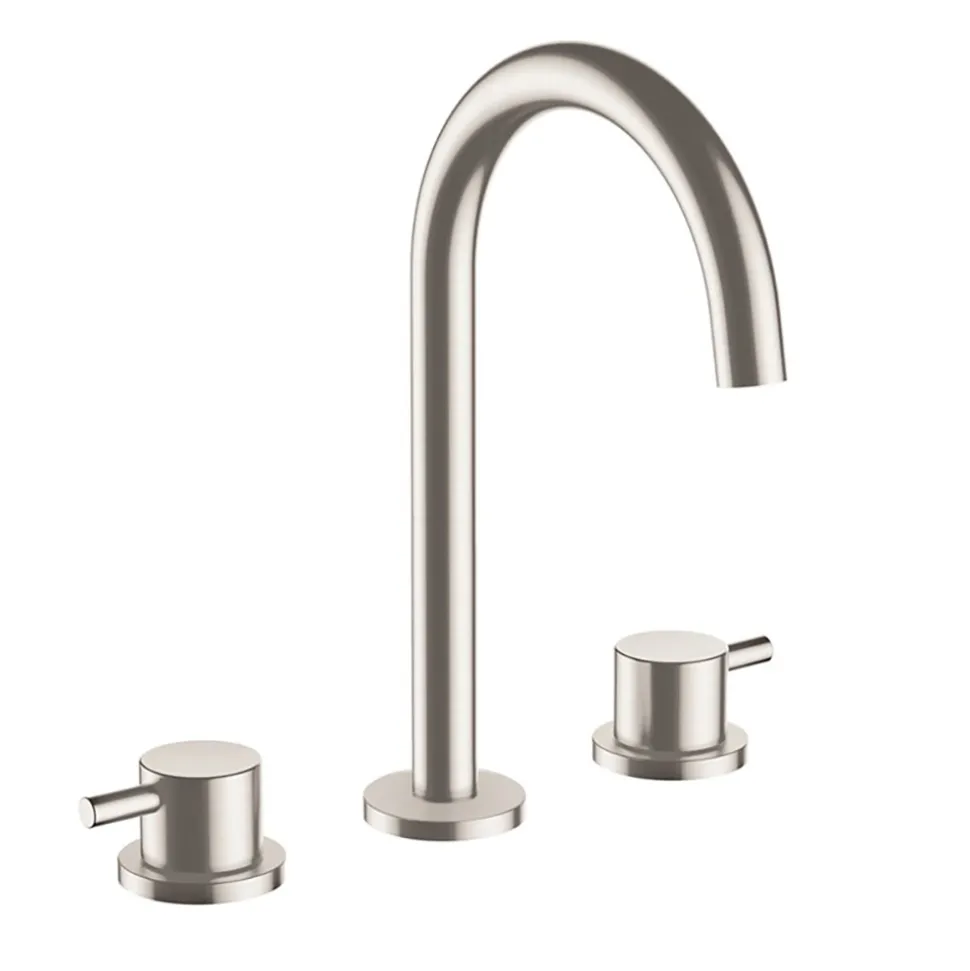 Inox Brushed Stainless Steel 3 Hole Deck Mounted Basin Mixer