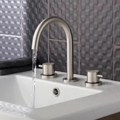 Inox Brushed Stainless Steel 3 Hole Deck Mounted Basin Mixer