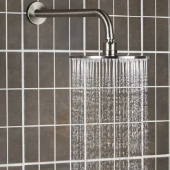 Inox Brushed Stainless Steel Slim Round Fixed Shower Head
