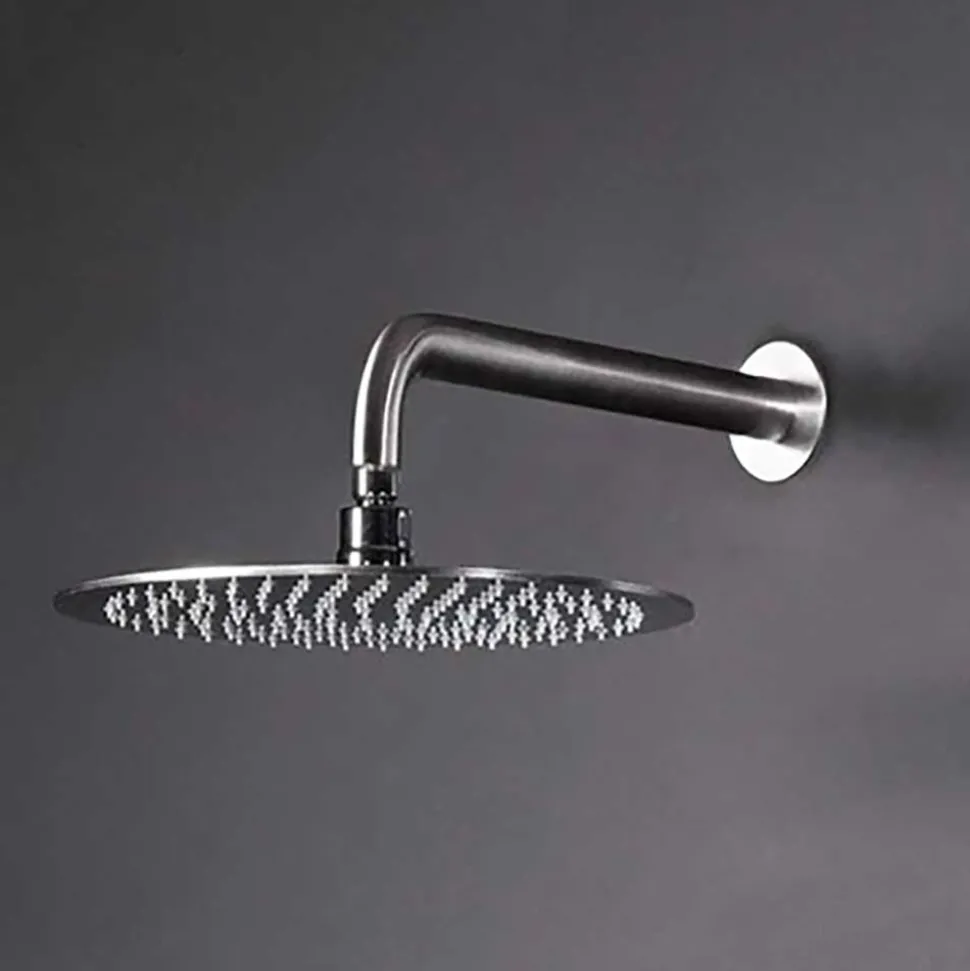 Inox Brushed Stainless Steel Round Wall Shower Arm - 400mm