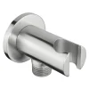 Inox Brushed Stainless Steel Round Shower Outlet Elbow with Handset Holder