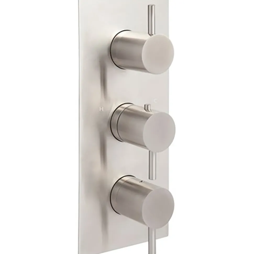 Inox Brushed Stainless Steel 2 Outlet Concealed Thermostatic Shower Valve