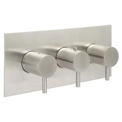 Inox Brushed Stainless Steel 3 Outlet Concealed Thermostatic Shower Valve - Horizontal