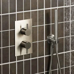 Inox Brushed Stainless Steel 2 Outlet Concealed Thermostatic Shower Valve