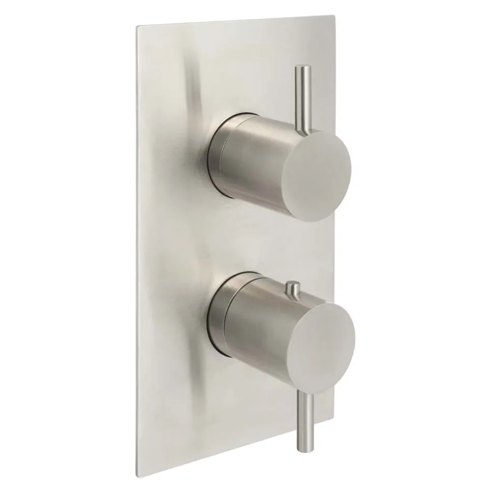 Inox Brushed Stainless Steel 2 Outlet Concealed Thermostatic Shower Valve