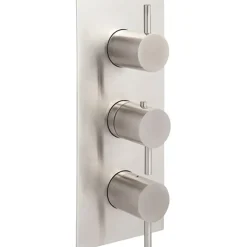 Inox Brushed Stainless Steel 3 Outlet Concealed Thermostatic Shower Valve
