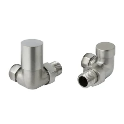Inox Brushed Stainless Steel Corner Radiator Valves (Pair)